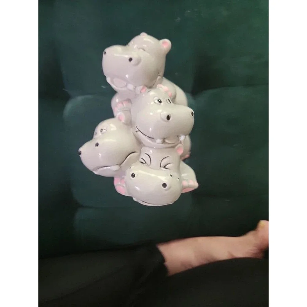 Vintage Pile of Hippos Bank Vintage Ceramic 4 Hippos, Pristine & Beyond Cute!